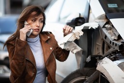 Woman on phone after a car accident, highlighting the importance of efficient personal injury case management